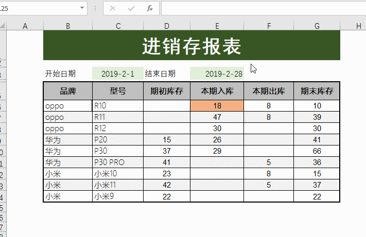 excel進銷存表怎么做